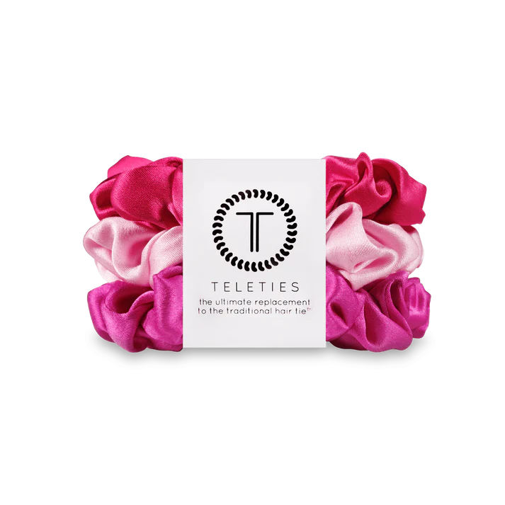 TELETIES Rose All Day Large Silk Scrunchies