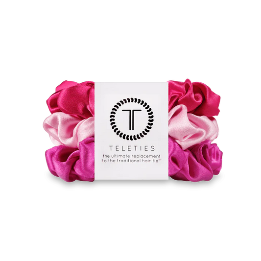 TELETIES Rose All Day Large Silk Scrunchies