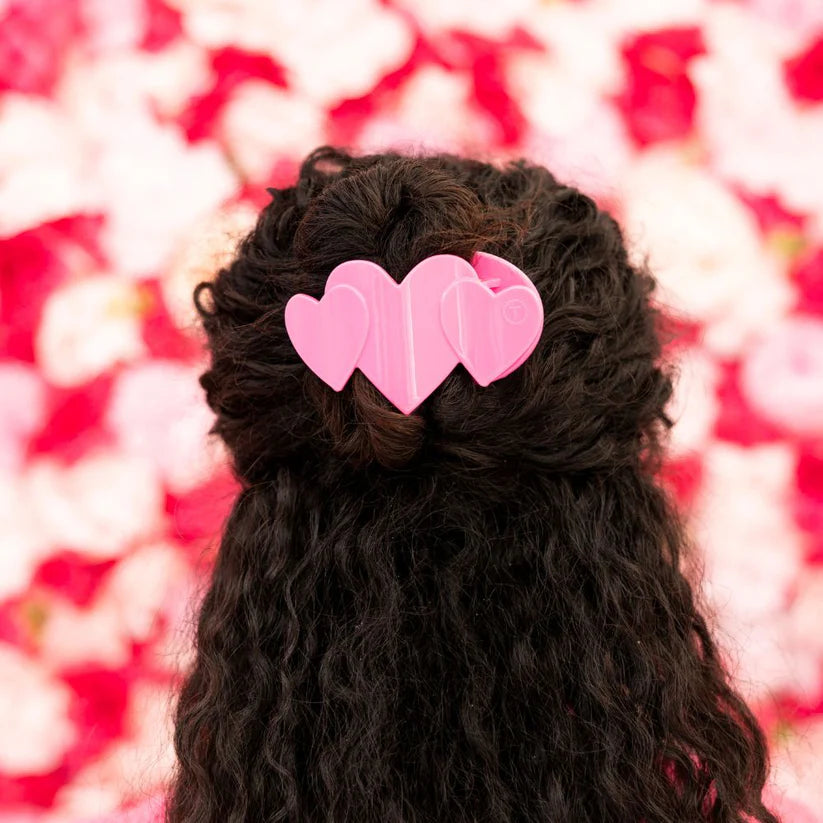 TELETIES Pink Heart to Heart Flat Hair Clip