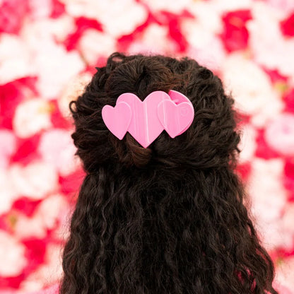TELETIES Pink Heart to Heart Flat Hair Clip