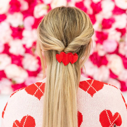 TELETIES Red Heart to Heart Tiny Flat Hair Clip