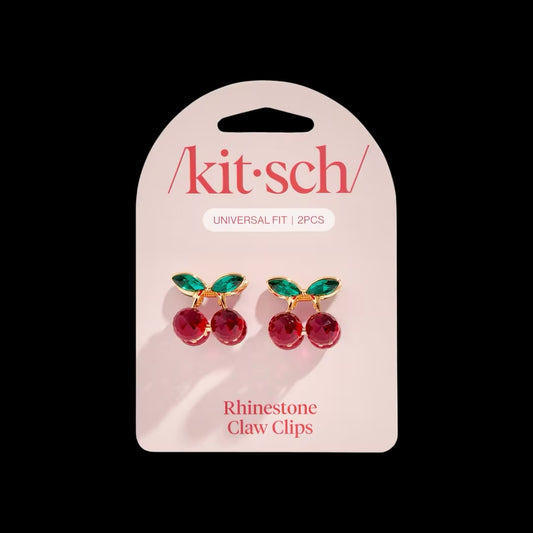 Kitsch Cherry Rhinestone Claw Clip Mini 2pc-Set