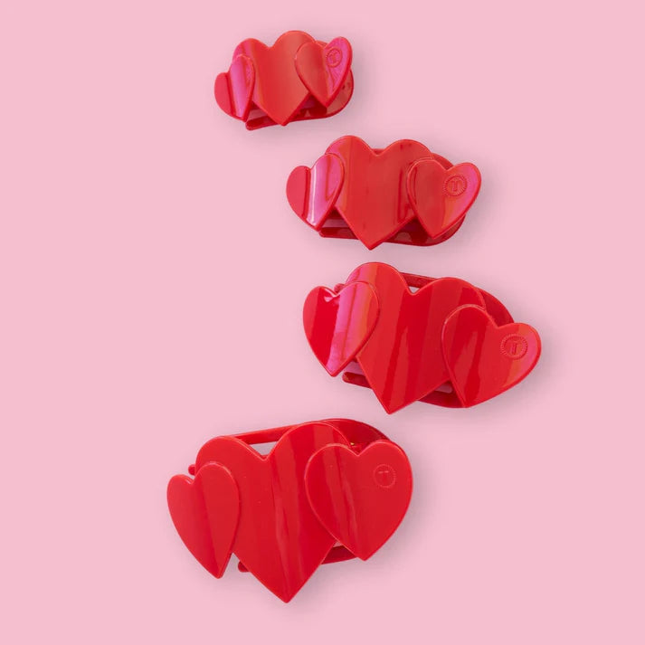 TELETIES Red Heart to Heart Flat Hair Clip