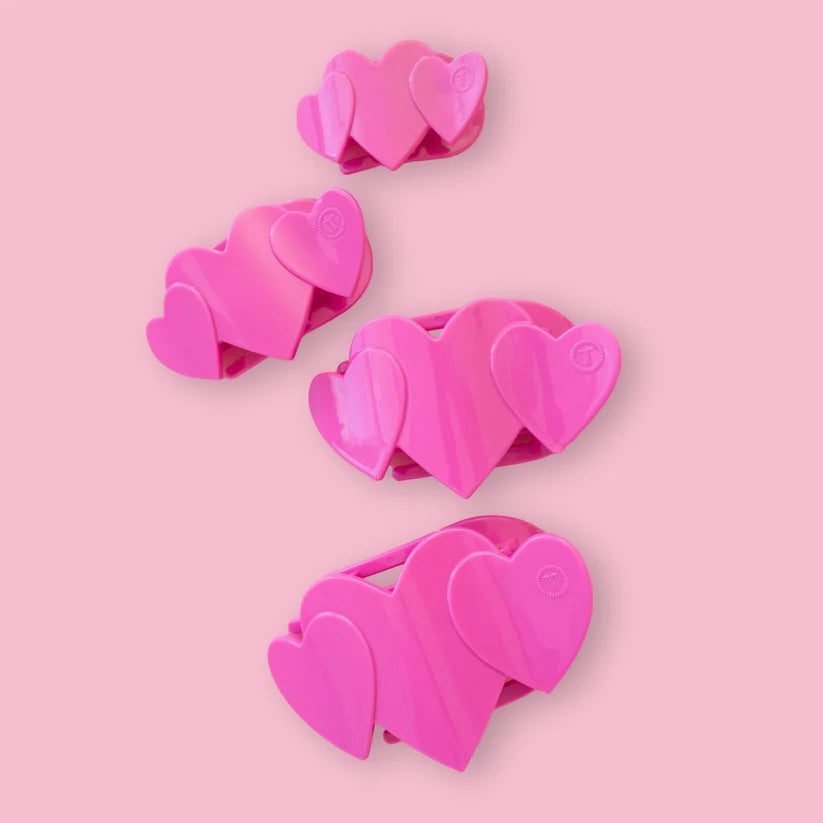 TELETIES Pink Heart to Heart Flat Hair Clip