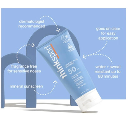 Thinksport SPF 50 Clear Zinc Sunscreen (6oz) - Family Size